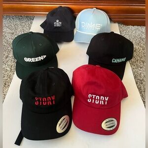 Bundle of 6 Cannabis Branded Flat Bills & Baseball Hats One Size